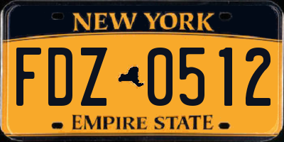 NY license plate FDZ0512