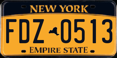 NY license plate FDZ0513