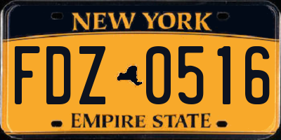 NY license plate FDZ0516