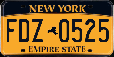 NY license plate FDZ0525