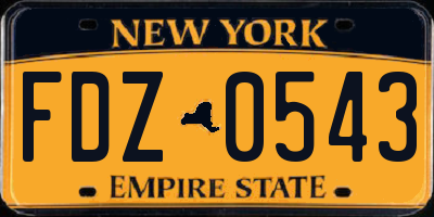 NY license plate FDZ0543