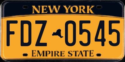 NY license plate FDZ0545
