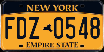 NY license plate FDZ0548