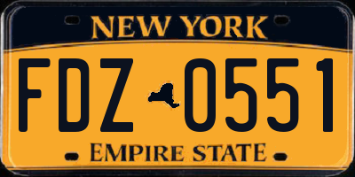 NY license plate FDZ0551