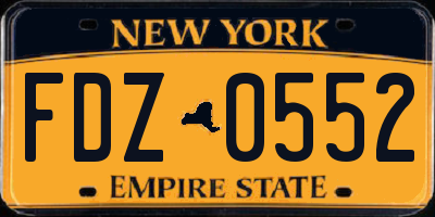 NY license plate FDZ0552