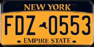NY license plate FDZ0553