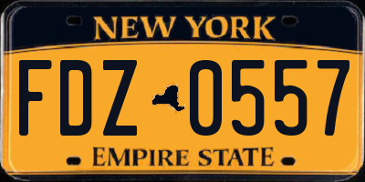 NY license plate FDZ0557