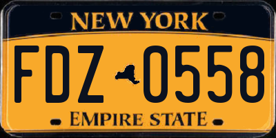 NY license plate FDZ0558