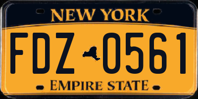 NY license plate FDZ0561