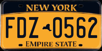 NY license plate FDZ0562