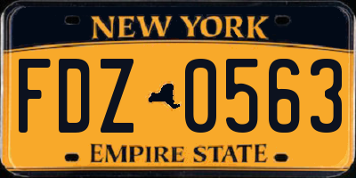 NY license plate FDZ0563