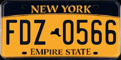 NY license plate FDZ0566