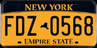 NY license plate FDZ0568