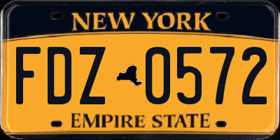 NY license plate FDZ0572