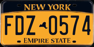 NY license plate FDZ0574
