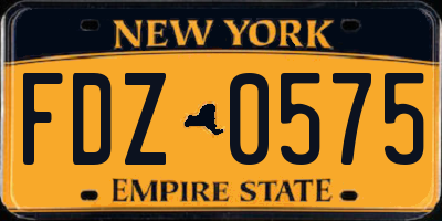 NY license plate FDZ0575