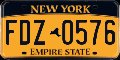 NY license plate FDZ0576
