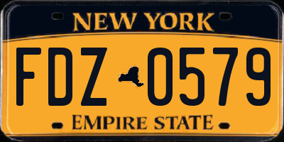 NY license plate FDZ0579