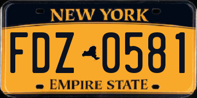 NY license plate FDZ0581