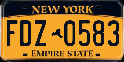 NY license plate FDZ0583
