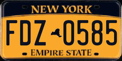 NY license plate FDZ0585