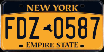 NY license plate FDZ0587