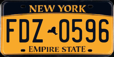 NY license plate FDZ0596