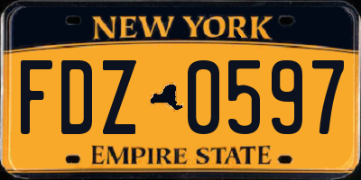 NY license plate FDZ0597