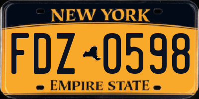 NY license plate FDZ0598