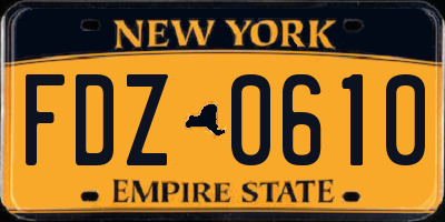 NY license plate FDZ0610