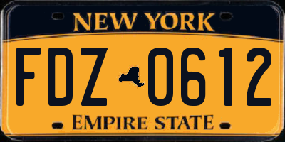 NY license plate FDZ0612