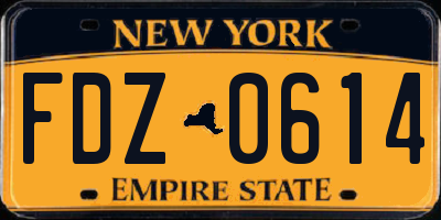 NY license plate FDZ0614
