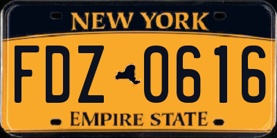 NY license plate FDZ0616