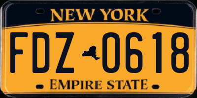 NY license plate FDZ0618