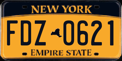 NY license plate FDZ0621
