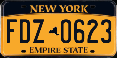 NY license plate FDZ0623
