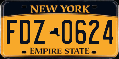 NY license plate FDZ0624