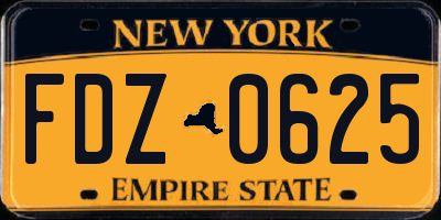 NY license plate FDZ0625