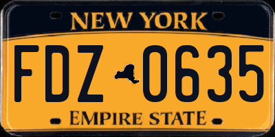 NY license plate FDZ0635