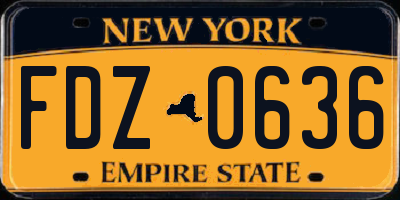 NY license plate FDZ0636