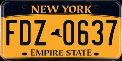 NY license plate FDZ0637