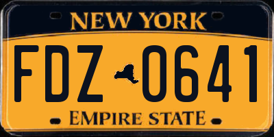 NY license plate FDZ0641