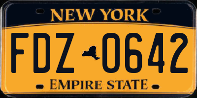 NY license plate FDZ0642
