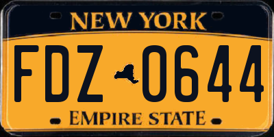 NY license plate FDZ0644