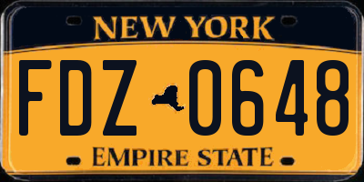 NY license plate FDZ0648