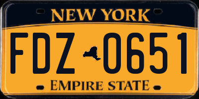 NY license plate FDZ0651