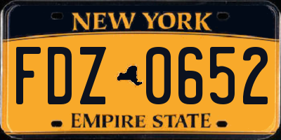 NY license plate FDZ0652