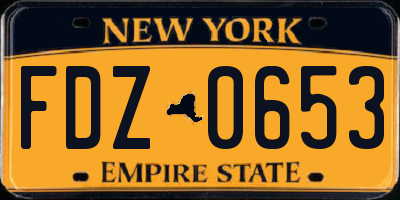 NY license plate FDZ0653