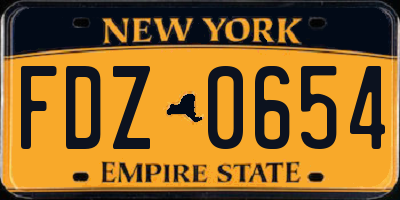NY license plate FDZ0654