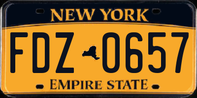 NY license plate FDZ0657